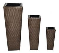 vidaXL Lits surélevés de jardin 3 pcs Résine tressée Marron Marron G