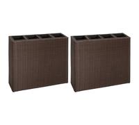 Vidaxl Lits Surélevés De Jardin Et 4 Pots 2 Pcs Résine Tressée Marron Marron