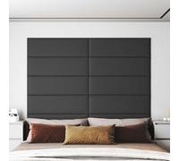 vidaXL Lot de 12 panneaux muraux en cuir synthétique Gris 90 x 30 cm 3,24 m²