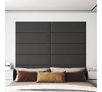 vidaXL Lot de 12 panneaux muraux en cuir synthétique Gris 90 x 30 cm 3,24 m²