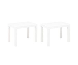 vidaXL Lot de 2 Bancs de Jardin, Chaises de Parc, Sièges de Patio avec Lattes, Meubles de Terrasse, Banc d' Extérieur, Blanc Plastique