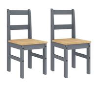 vidaXL Lot de 2 Chaises à Manger Panama, Sièges à Dîner, Chaises de Repas, Meubles de Salle de Séjour Cuisine Maison Intérieur, Gris Bois Massif de Pin