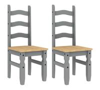 vidaXL Lot de 2 Chaises à Manger, Sièges à Dîner, Chaises de Repas, Meubles de Salle de Séjour Cuisine Maison Intérieur, Gris Bois Massif de Pin