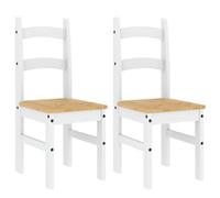vidaXL Lot de 2 Chaises à Manger, Sièges à Dîner, Chaises de Repas, Meubles de Salle de Séjour Cuisine Maison Intérieur, Blanc Bois Massif de Pin