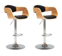 vidaXL Lot de 2 Chaises de Bar, Siège de Pub, Chaise de Bistrot, Meuble de Salle à Manger Cuisine Salon Maison Intérieur, Noir Bois Courbé et Similicuir