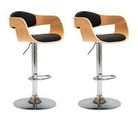 vidaXL Lot de 2 Chaises de Bar, Siège de Pub, Chaise de Bistrot, Meuble de Salle à Manger Cuisine Salon Maison Intérieur, Noir Bois Courbé et Similicuir