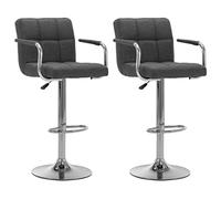 vidaXL Lot de 2 Chaises de Bar, Siège de Pub, Chaise de Bistrot, Meuble de Salle à Manger Cuisine Salon Maison Intérieur, Gris Foncé Tissu