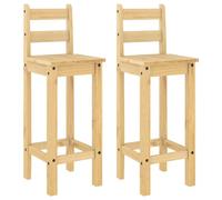 vidaXL Chaises de bar Lot de 2 4005693 Bois de pin solide H. 107 cm intérieur non pliable Marron