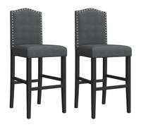 vidaXL Lot de 2 Chaises de Bar, Siège de Pub, Chaise de Bistrot, Meuble de Salle à Manger Cuisine Salon Maison Intérieur, Bois Massif d'Hévéa et Tissu