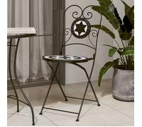 vidaXL Chaises de bistro pliables – Lot de 2 – Noir et blanc céramique