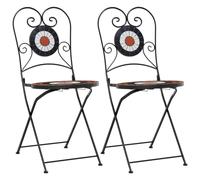vidaXL Chaises de bistro pliables Terre cuite et céramique blanche - Lot de 2