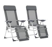 vidaXL Chaises de camping pliantes avec repose-pied Textilène – Lot de 2