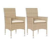 Vidaxl Chaises De Jardin Avec Coussins Lot De 2 Beige Résine Tressée