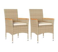Vidaxl Chaises De Jardin Avec Coussins Lot De 2 Beige Résine Tressée