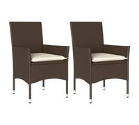 Vidaxl Chaises De Jardin Avec Coussins Lot De 2 Marron Résine Tressée