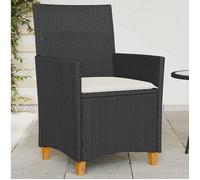 vidaXL Lot de 2 chaises de jardin avec coussins et accoudoirs – Résine tressée noire et bois