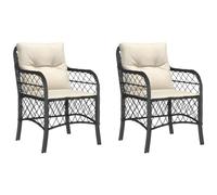 vidaXL Chaises de jardin Lot de 2 avec coussins, housse amovible, résine tressée Noir
