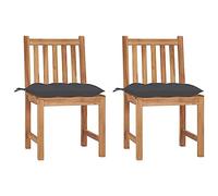 vidaXL Lot de 2 Chaises de Jardin avec Coussins, Sièges de Terrasse, Chaises de Salle à Manger, Meubles de Patio Extérieur, Bois de Teck Massif