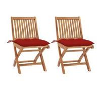 Lot de 4 Chaises Pliables de Jardin avec Coussins Siège Teck Solide vidaXL