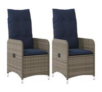 vidaXL Lot de 2 chaises de Jardin inclinables avec Coussins en résine tressée Grise