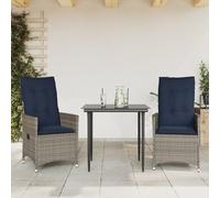 vidaXL Lot de 2 chaises de Jardin inclinables avec Coussins en résine tressée Grise