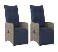 vidaXL Lot de 2 chaises de Jardin inclinables avec Coussins en résine tressée Grise