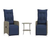 vidaXL Lot de 2 chaises de Jardin inclinables avec Table en résine tressée Grise