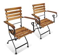 vidaXL Lot de 2 chaises de jardin pliantes avec accoudoirs en bois d'acacia
