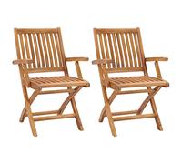 vidaXL Lot de 2 chaises de Jardin Pliantes en Teck Massif