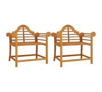 vidaXL Lot de 2 Chaises de Jardin, Sièges avec Accoudoirs, Fauteuils avec Dossier, Meubles de Patio Terrasse Extérieur, Bois de Teck Massif