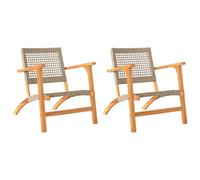 Vidaxl Chaises De Jardin Lot De 2 Beige Résine Tressée Bois D?Acacia