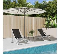 vidaXL Lot de 2 Chaises de Plage Pliantes, Transats avec Hauteur Réglable, Bain de Soleil Jardin, Moderne, Noir Aluminium et 360168