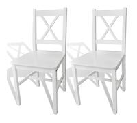 vidaXL Lot de 2 chaises de salle à manger, chaise d'appoint avec dossier à lattes incurvées, chaise de cuisine pour restaurant, style scandinave moderne, en bois de pin blanc