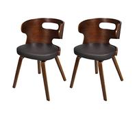 vidaXL Lot de 2 chaises de Salle à Manger en Cuir mélangé Brun
