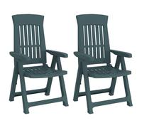 vidaXL Lot de 2 chaises inclinables de jardin – dossiers réglables, pliables – Vert PP
