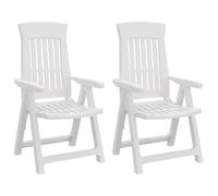 vidaXL Lot de 2 Chaises Inclinables de Jardin, Fauteuils avec Dossier Réglable, Sièges Pliables, Meubles de Terrasse Patio, Blanc PP