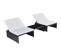 vidaXL Chaises longues 2 pcs avec table Résine tressée Noir