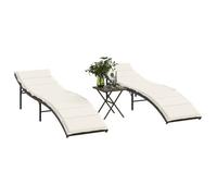 vidaXL Lot de 2 Chaises Longues avec Table, Bain de Soleil, Transat de Terrasse, Siège de Jardin Patio Extérieur, Marron 368252