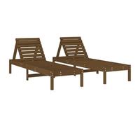 vidaXL Lot de 2 Chaises Longues, Bain de Soleil, Transat de Terrasse, Siège de Jardin, Meuble de Patio Balcon Extérieur, Bois Massif de Pin
