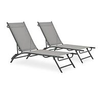 vidaXL Lot de 2 Chaises Longues, Bain de Soleil, Transat de Terrasse, Siège de Jardin, Meuble de Patio Balcon Extérieur, Textilène et Acier