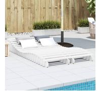 vidaXL Chaises longues Lot de 2 Bain de soleil Blanc 205x60x31,5 cm Bois massif de pin