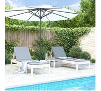 vidaXL Lot de 2 Chaises Longues, Bain de Soleil, Transat de Terrasse, Siège de Jardin Patio Balcon Extérieur, Blanc Bois 825068
