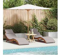 vidaXL Chaise longue 2 pcs Bois d'acacia massif Taupe 184×55×64 cm dossier réglable avec coussins