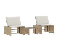 Vidaxl Chaises Longues Lot De 2 Avec Table Beige Résine Tressée
