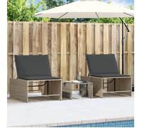 vidaXL Lot de 2 Chaises longues modulaires avec Table, Bain de Soleil, Transat de Terrasse, Siège de Jardin Patio Extérieur, 368424