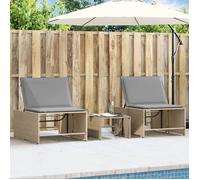 vidaXL Chaises longues modulaires avec table 368425 – Bain de soleil extérieur – Lot de 2