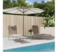 vidaXL Chaises longues pliables Marron en textilène et acier Lot de 2