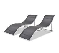 Vidaxl Chaises Longues Pliantes 2 Pcs Aluminium Et Textilène Noir