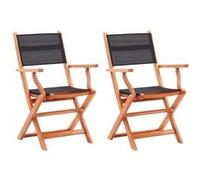 Vidaxl Chaises Pliables De Jardin 2 Pcs Noir Eucalyptus Et Textilène Noir