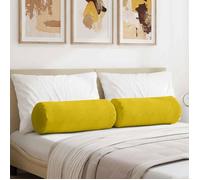 VIDAXL Lot de 2 coussins d'accent cylindriques velours côtelé jaune 25 x 25 x 70 cm
